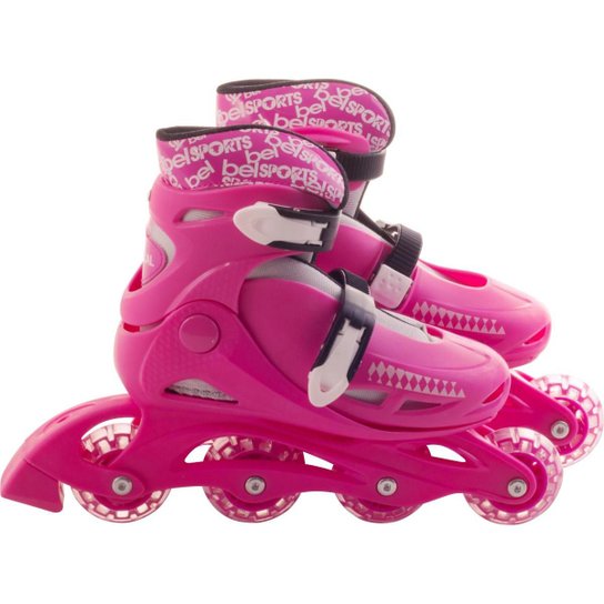 Patins Roller In-Line Radical Ajustável - Rosa Menor preço em Patins Roller In-Line Radical Ajustável - Rosa