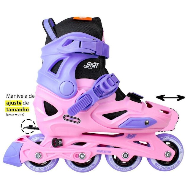 Patins Traxart Infantil STRT Rosa 62/64mm ou 68/70mm ABEC-5