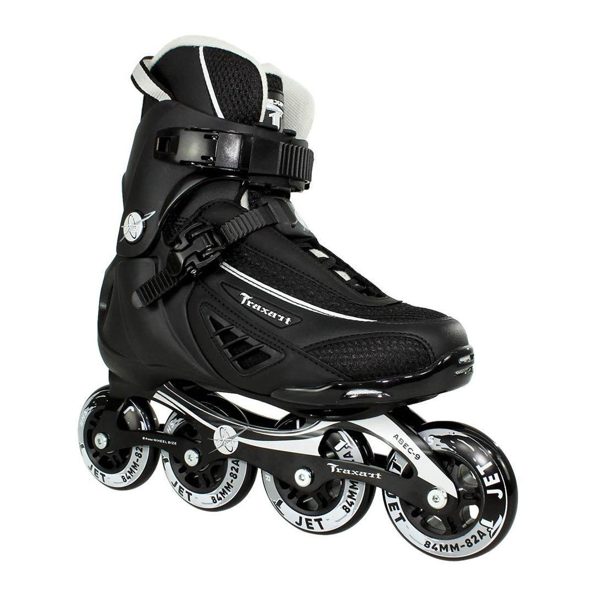 Patins Traxart Inline Fitness Jet Preto - 84mm/82A ABEC-9 Cromo Menor preço em Patins Traxart Inline Fitness Jet Preto - 84mm/82A ABEC-9 Cromo