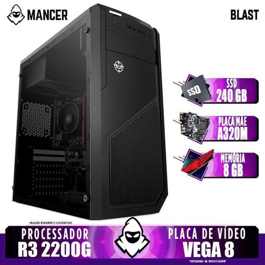 PC Gamer Mancer, AMD Ryzen 3 2200G, 8GB DDR4, SSD 240GB, 400W - Preto
