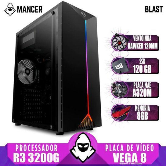 PC Gamer Mancer AMD Ryzen 3 3200G A320M 8GB DDR4 SSD 120GB 400W + Ventoinha - Preto