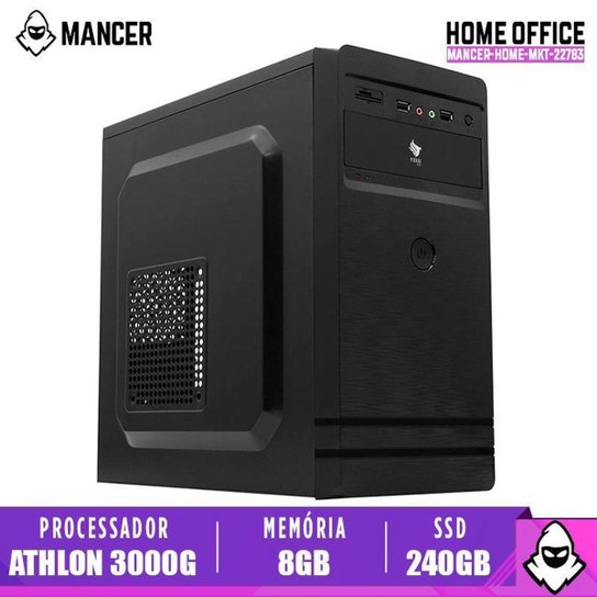 PC Home Mancer, AMD Athlon 3000G, 8GB DDR4, SSD 240GB, 500W - Preto