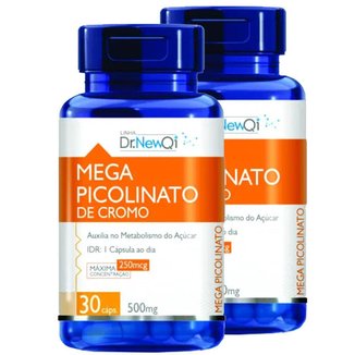 Picolinato de Cromo 500mg 30 Caps Upnutri Dr New Qi Kit X2