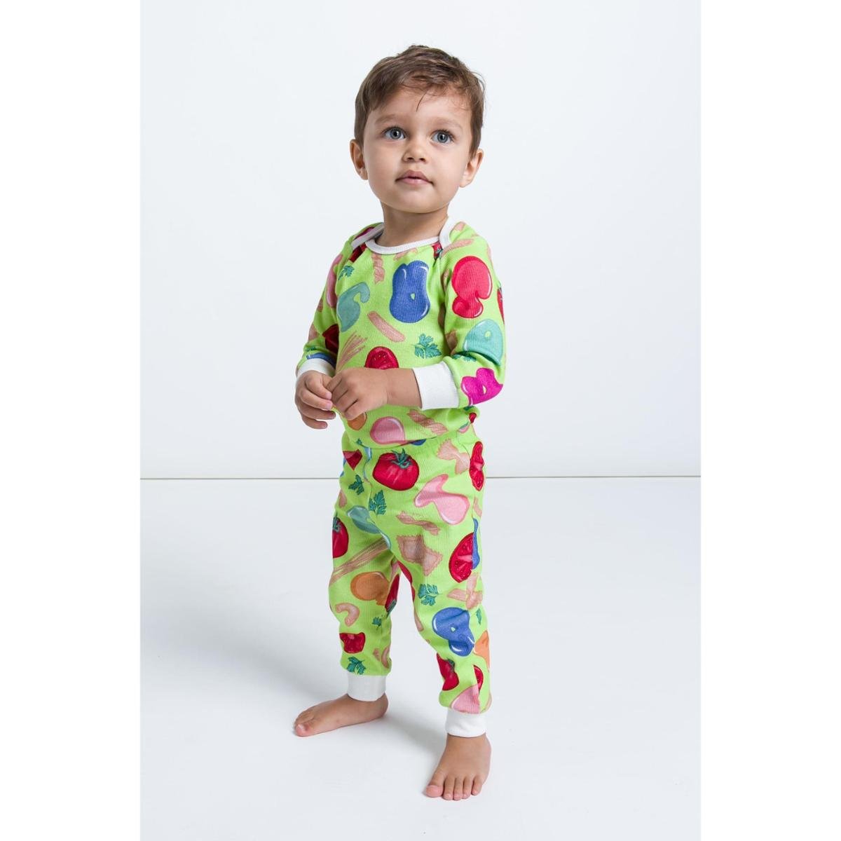 Pijama Body+ Calça Liso Bebê Canelado - Verde | Netshoes