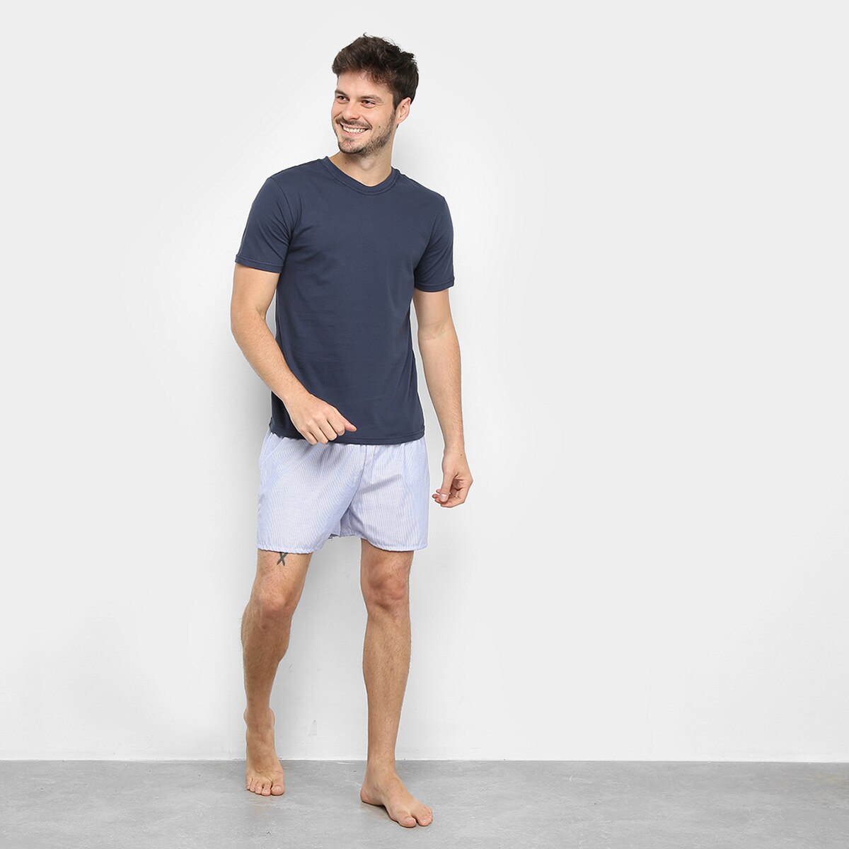 Pijama Curto Duomo Camiseta + Samba Canção - Marinho | Netshoes