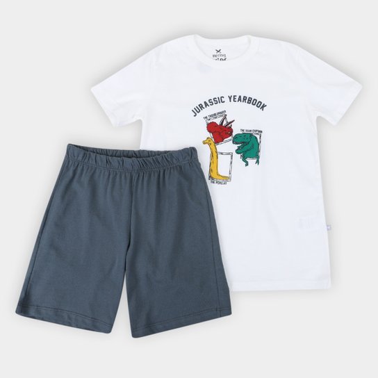 Pijama Curto Infantil Hering Jurassic Masculino - Bege Menor preço em Pijama Curto Infantil Hering Jurassic Masculino - Bege