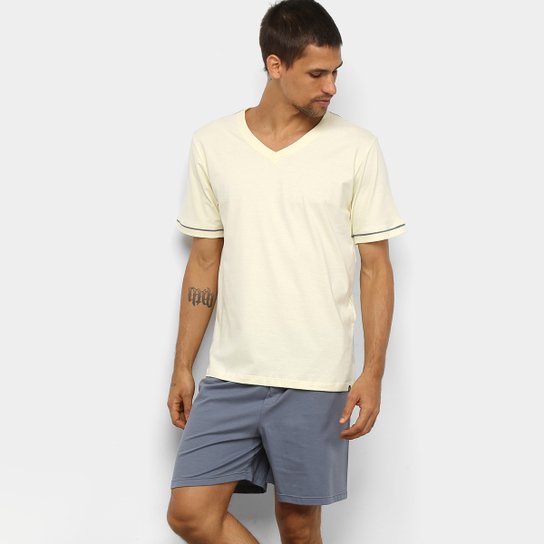 Pijama Curto Lupo Malha Básico Masculino - Areia é ruim? Pijama Curto Lupo Malha Básico Masculino - Areia é boa?