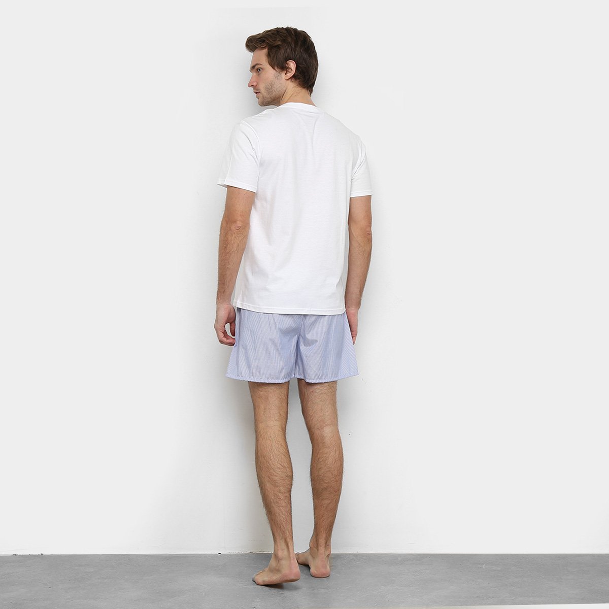 Pijama Duomo Básico Curto Masculino - Branco+Azul | Netshoes
