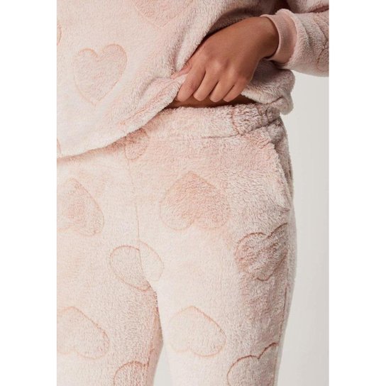 Pijama Feminino Hering Longo Estampado Em Fleece KG4F1BSI