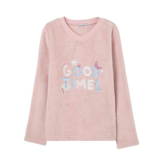 Pijama Hering Infantil Menina Longo Estampado Em Fleece Rosa/Azul