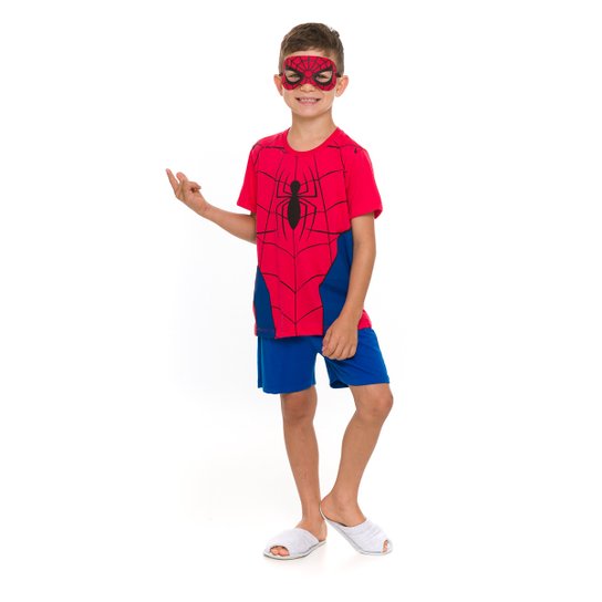 Pijama Infantil Evanilda Marvel Homem-Aranha C/ Máscara Masculino - Vermelho Menor preço em Pijama Infantil Evanilda Marvel Homem-Aranha C/ Máscara Masculino - Vermelho