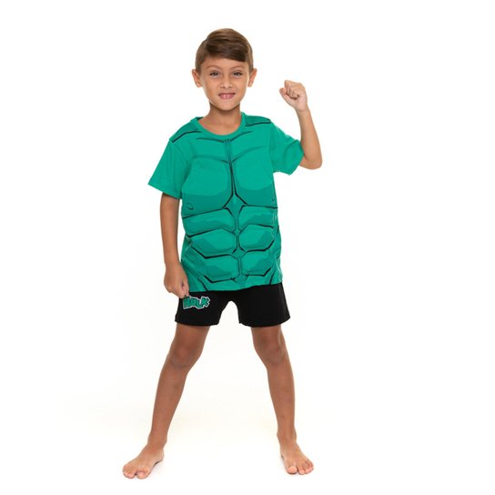 Pijama Infantil Evanilda Marvel Hulk Masculino - Verde Menor preço em Pijama Infantil Evanilda Marvel Hulk Masculino - Verde