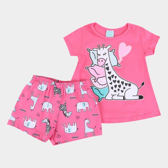 Pijama Infantil Kyly Girafinha Brilha no Escuro Feminino - Azul Menor preço em Pijama Infantil Kyly Girafinha Brilha no Escuro Feminino - Azul
