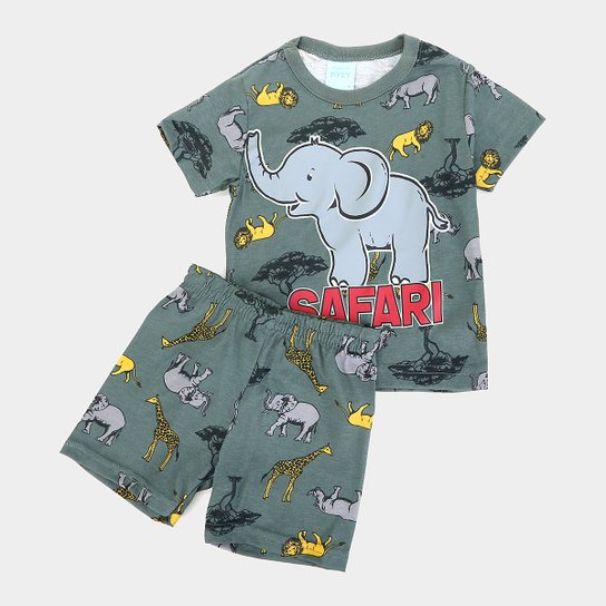 Pijama Infantil Kyly Safari Brilha No Escuro Masculino - Verde