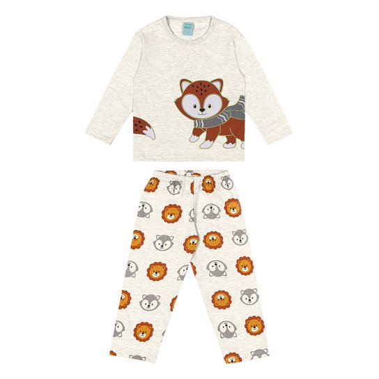 Pijama Infantil Longo Kyly Raposinha Brilha Escuro Menino - Mescla Menor preço em Pijama Infantil Longo Kyly Raposinha Brilha Escuro Menino - Mescla