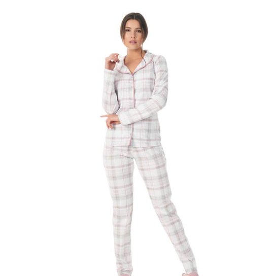 Pijama Longo Americano Xadrez Bela Notte 1001758 - Rosa Menor preço em Pijama Longo Americano Xadrez Bela Notte 1001758 - Rosa