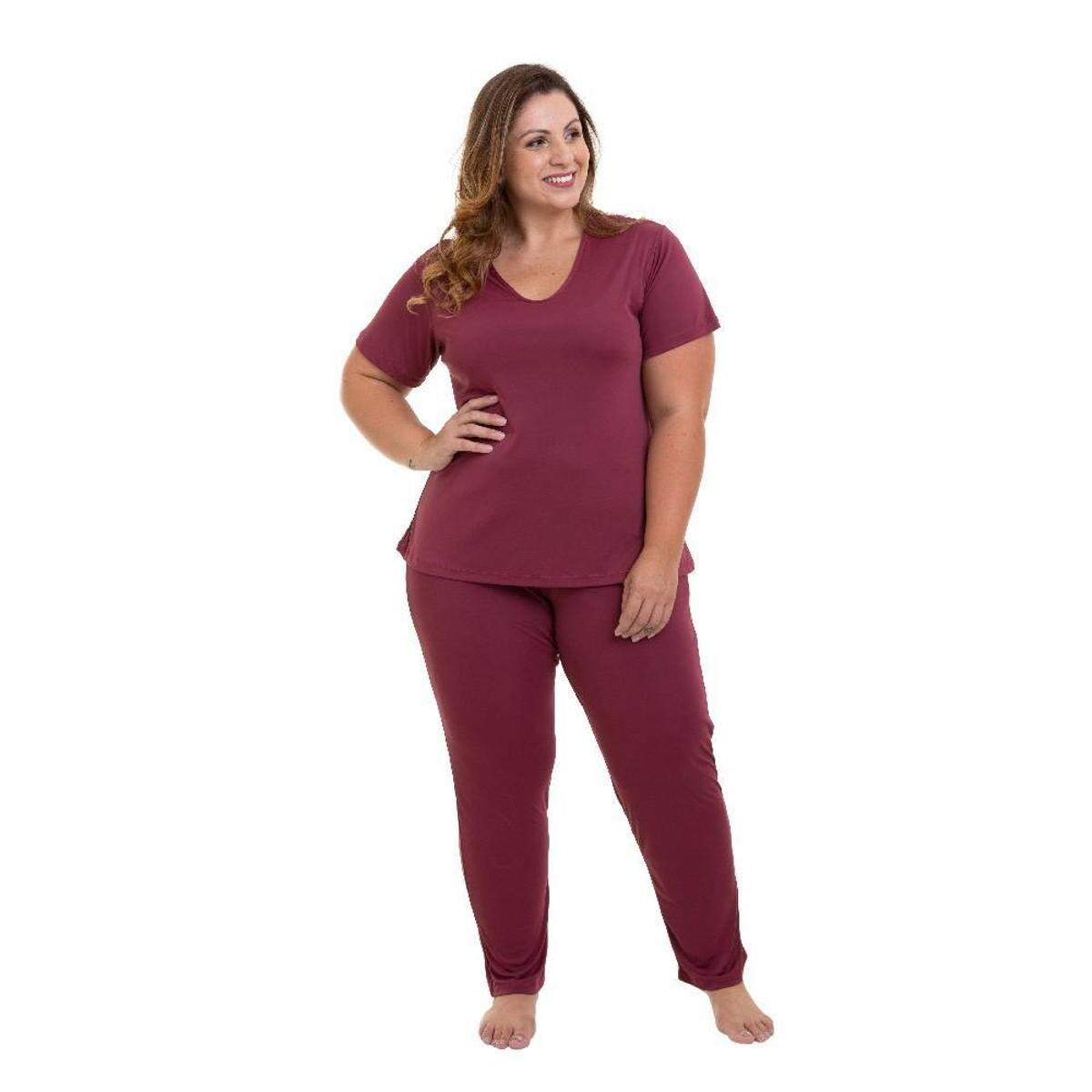 Pijama Em Liganete E Renda Com Bojo Trasnpaçado Plus Size - Laniclê Lingerie