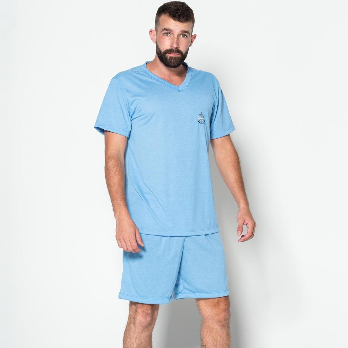 Pijama Masculino Liso Curto Short e Camisa Verão Menor preço em Pijama Masculino Liso Curto Short e Camisa Verão