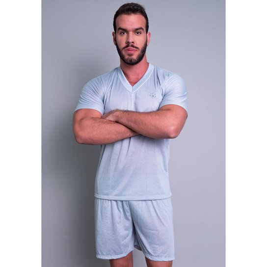 Pijama Mvb Modas Curto Verão Masculino - Cinza Menor preço em Pijama Mvb Modas Curto Verão Masculino - Cinza