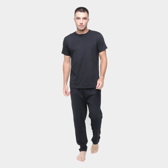 Pijama Volare Longo Básico Masculino - Preto Menor preço em Pijama Volare Longo Básico Masculino - Preto