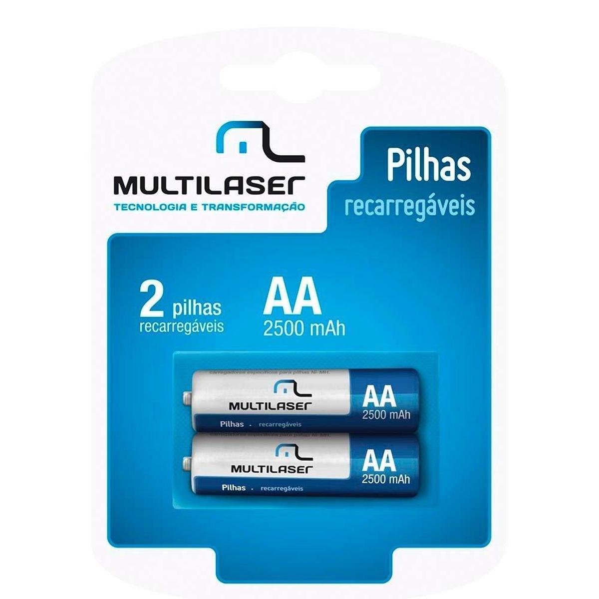 Pilhas Recarregáveis Aa Multilaser Com 2 Unidades - Cb053 Menor preço em Pilhas Recarregáveis Aa Multilaser Com 2 Unidades - Cb053