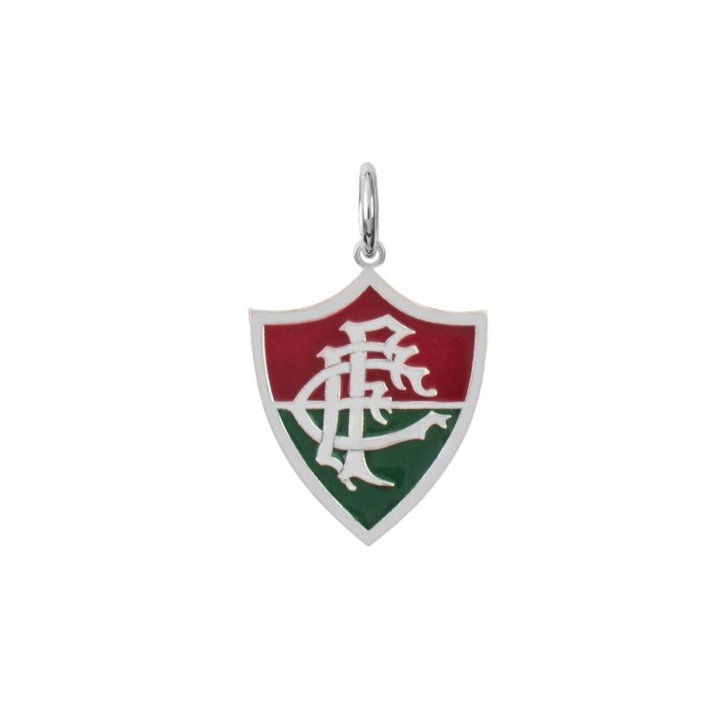 Pingente Fluminense Escudo em Prata 925 Esmaltado