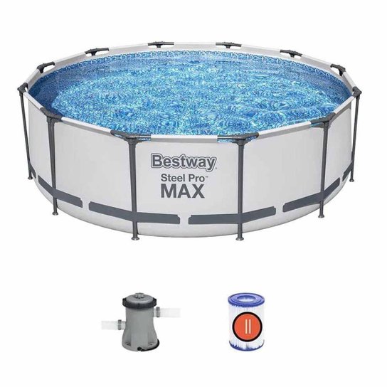Piscina Estruturada 9.150L Circular Cinza 3,66m x 1,00m + Filtro 2.006 L/H 127V Bestway 56419 - Cinza Menor preço em Piscina Estruturada 9.150L Circular Cinza 3,66m x 1,00m + Filtro 2.006 L/H 127V Bestway 56419 - Cinza