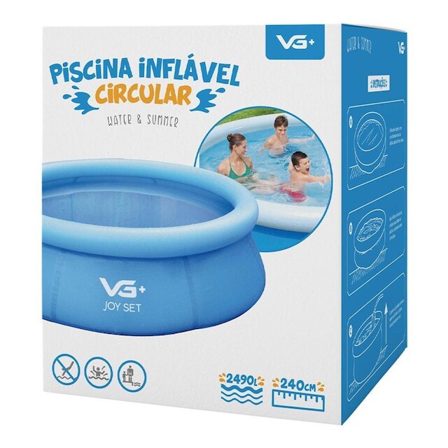 Piscina Inflável Joy Set 2490 L Circular 240 Cm com Capa Filtro Bomba ...