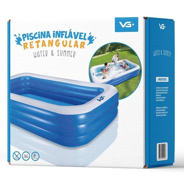 Piscina Inflável Retangular Azul 712 Litros Pvc com Bomba e Forro Vg+ ...