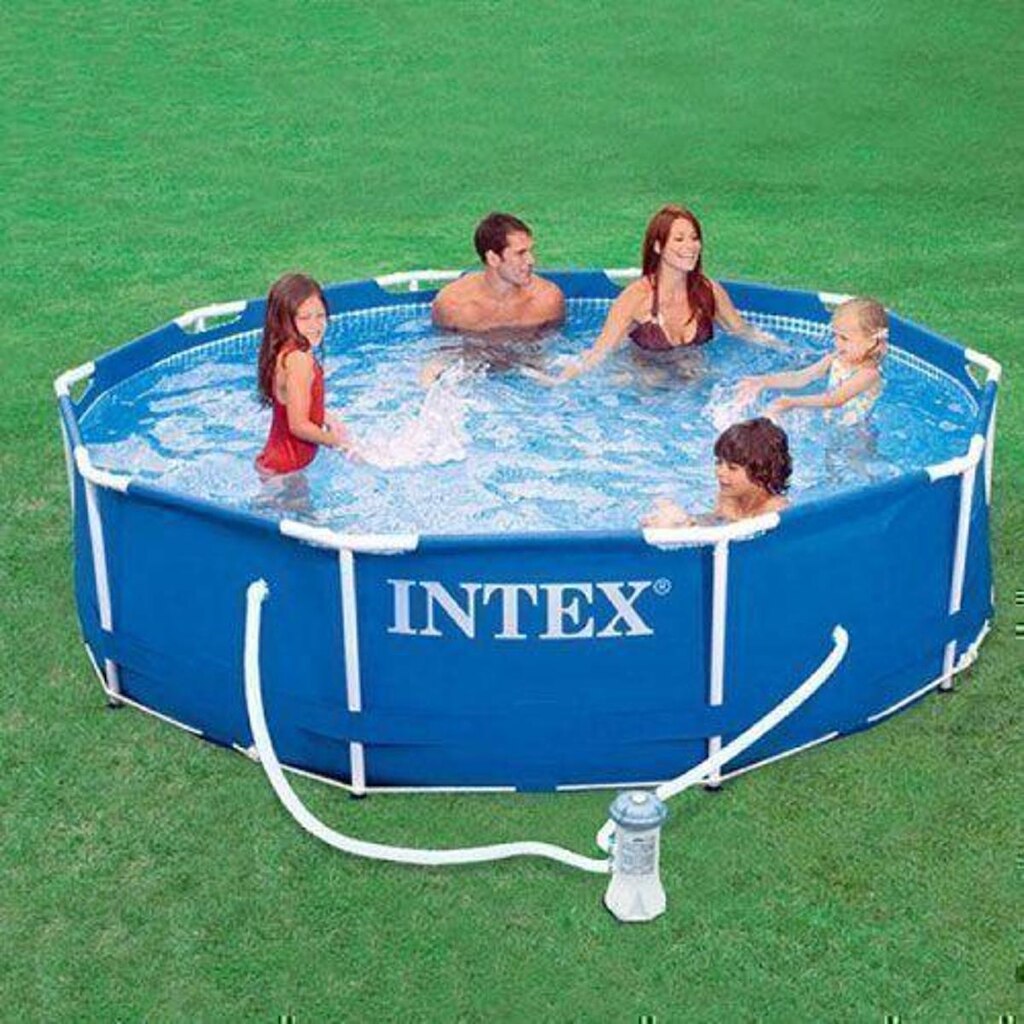 Piscina Intex 4.485 Litros Estrutural Azul Capa Bomba FiItrante Forro Kit Limpeza