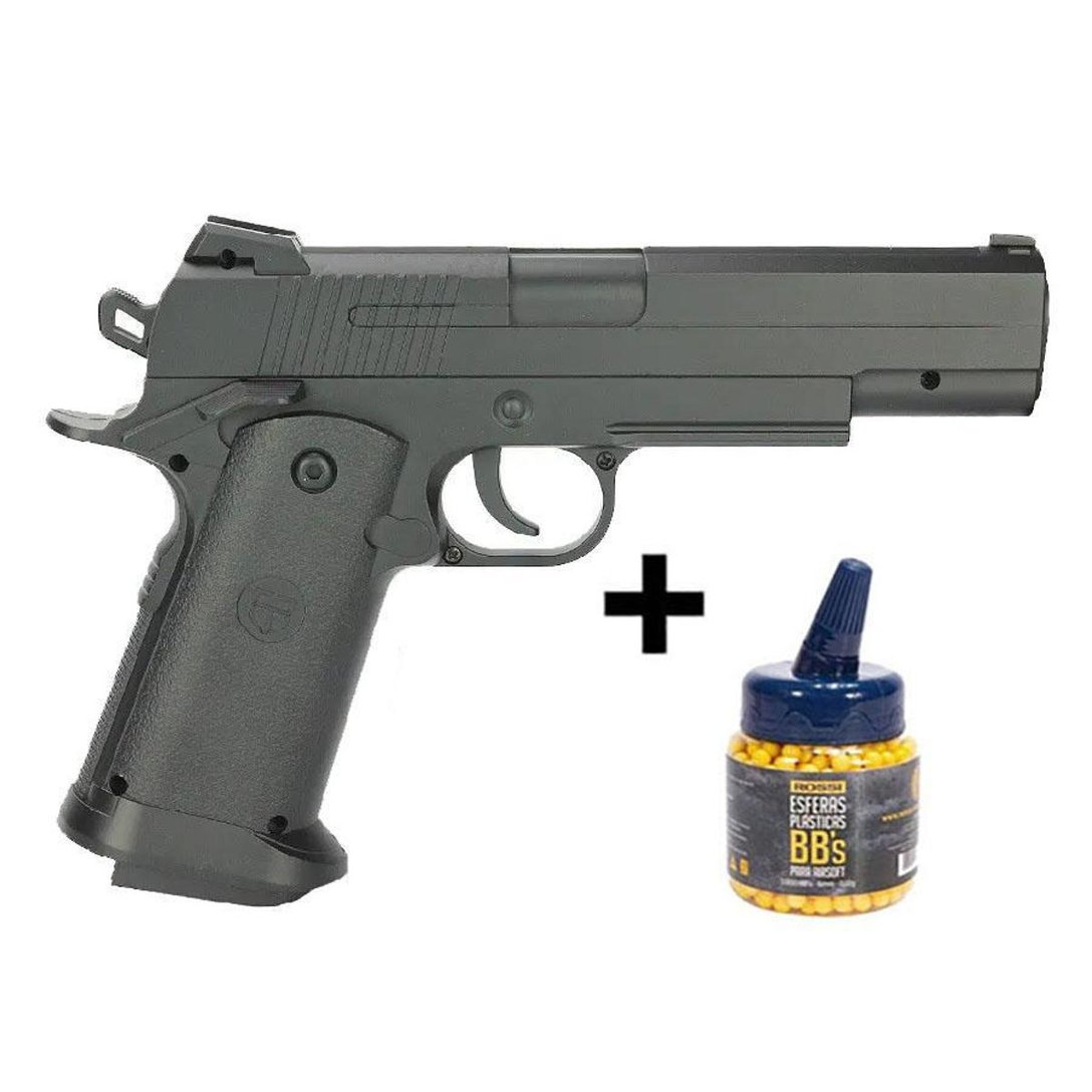 Pistola Airsoft Vigor 1911 Spring Slide Metal V18 + 1.000 Bbs Preto