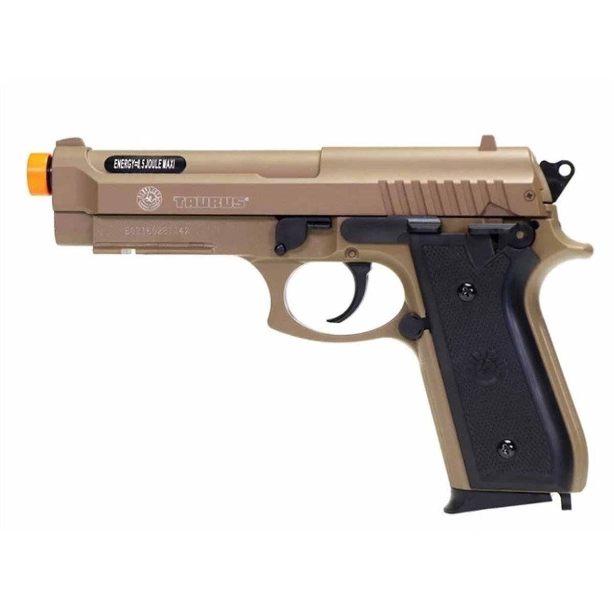 Pistola De Airsoft Spring Taurus Pt92 Tan Slide Metal 6Mm Cybergun