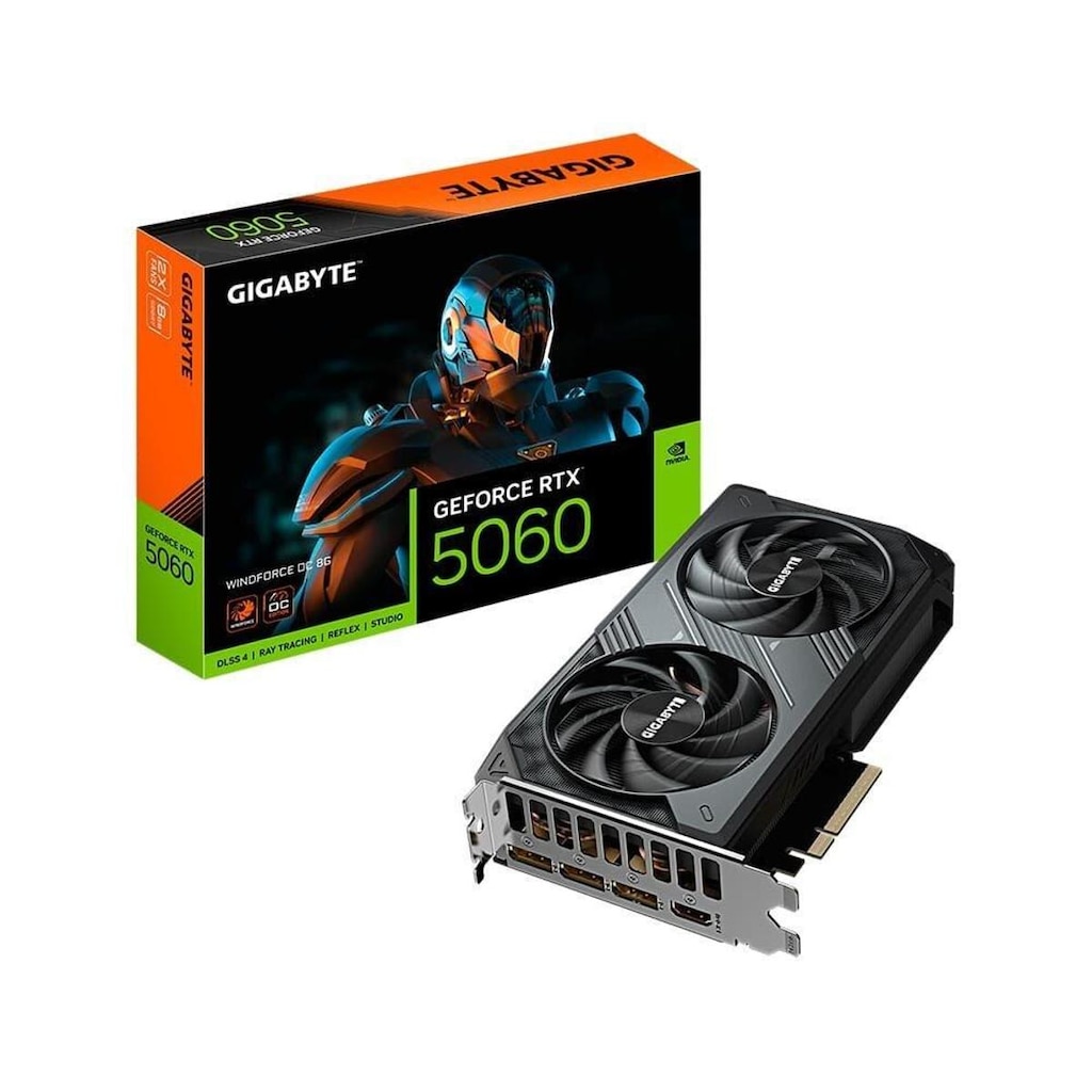 Placa de Vídeo Gigabyte RTX 5060 WINDFORCE OC 8G NVIDIA GeForce, 8GB GDDR7, 128bits, DLSS