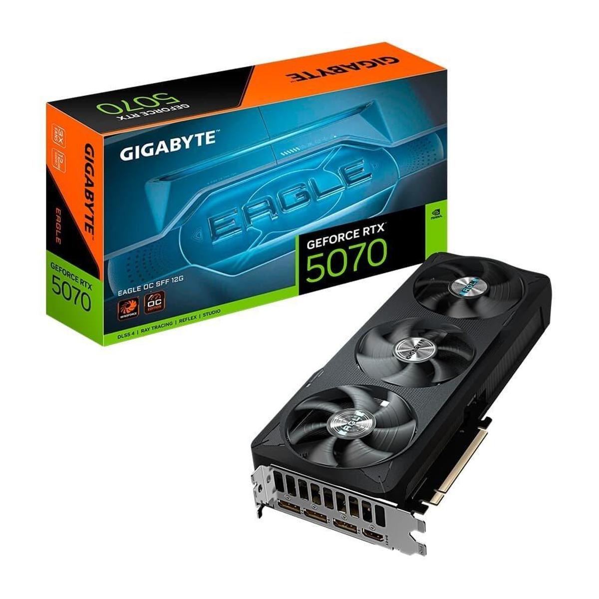 Placa de Vídeo Gigabyte RTX 5070 EAGLE OC SFF 12G NVIDIA GeForce, 12GB GDDR7, 192bits, RGB, DLSS,