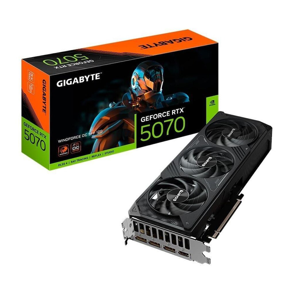 Placa de Vídeo Gigabyte RTX 5070 WINDFORCE OC SFF 12G NVIDIA GeForce, 12GB GDDR7, 192bits, DLSS,