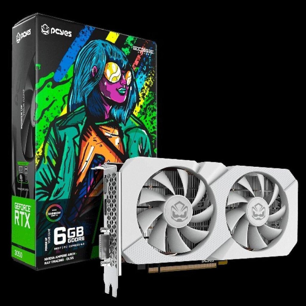 Placa de video Gpu Nvidia Geforce Rtx 3050 6Gb Gddr6 96Bit Branco Projeto Edge - Pvrtx30506Wtpe