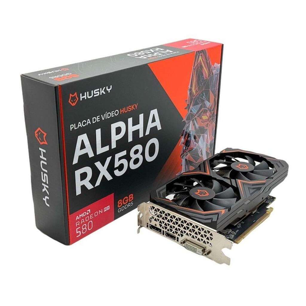 Placa De Vídeo Husky Alpha RX 580, AMD, 8GB, GDDR5, 256-Bit, HDMI, DVI, DisplayPort-HVG580