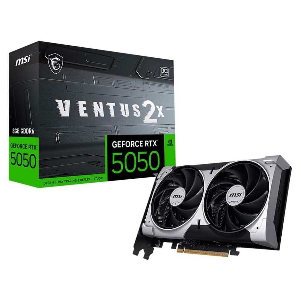 Placa de Vídeo MSI GeForce RTX 5050 8G VENTUS 2X OC NVIDIA GeForce, 8GB GDDR6, 128 bits, 2617 MHz,