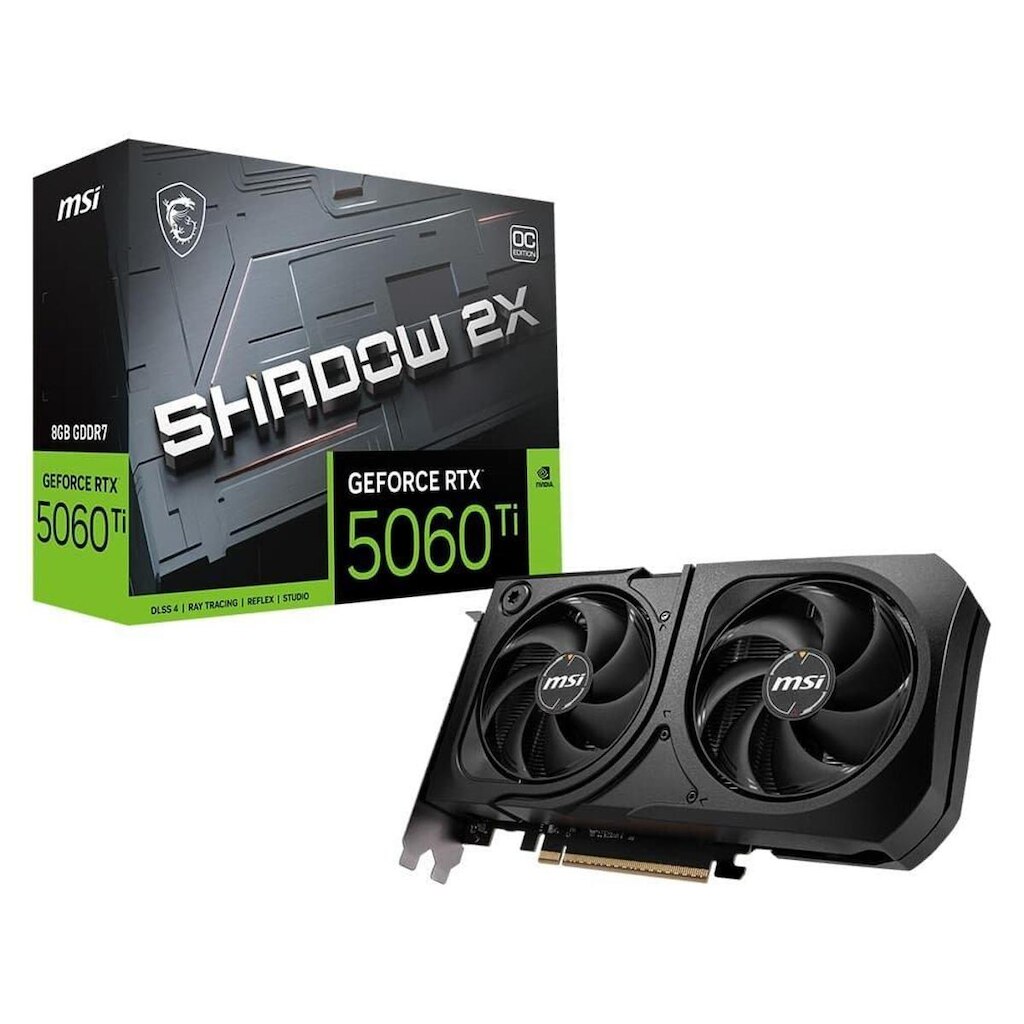 Placa de Vídeo MSI GeForce RTX 5060 Ti 8G SHADOW 2X OC PLUS NVIDIA GeForce, 8GB GDDR7, 128-bit