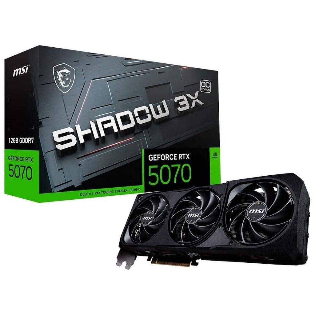 Placa de Vídeo MSI RTX 5070 12G SHADOW 3X OC NVIDIA GeForce, 12GB GDDR7, 2557 MHz, 192-bit,