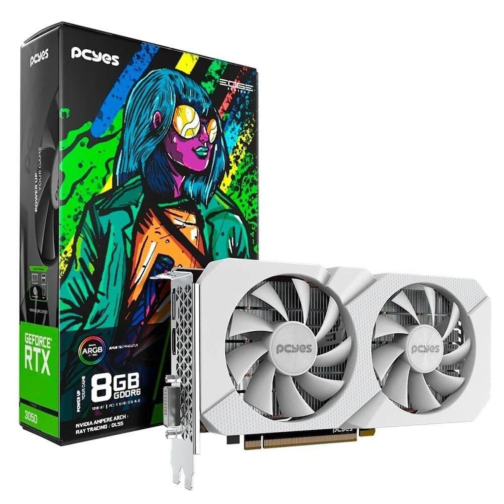 Placa De Vídeo Pcyes Projeto Edge GPU RTX 3050 NVIDIA Geforce, 8GB, GDDR6, 128Bit, - PVRTX30508WTPE