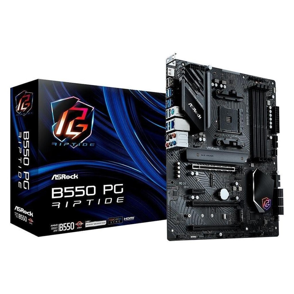 Placa-Mãe ASRock Phantom Gaming B550 PG Riptide, AMD B550 , ATX, DDR4, Preto - 90-MXBGH