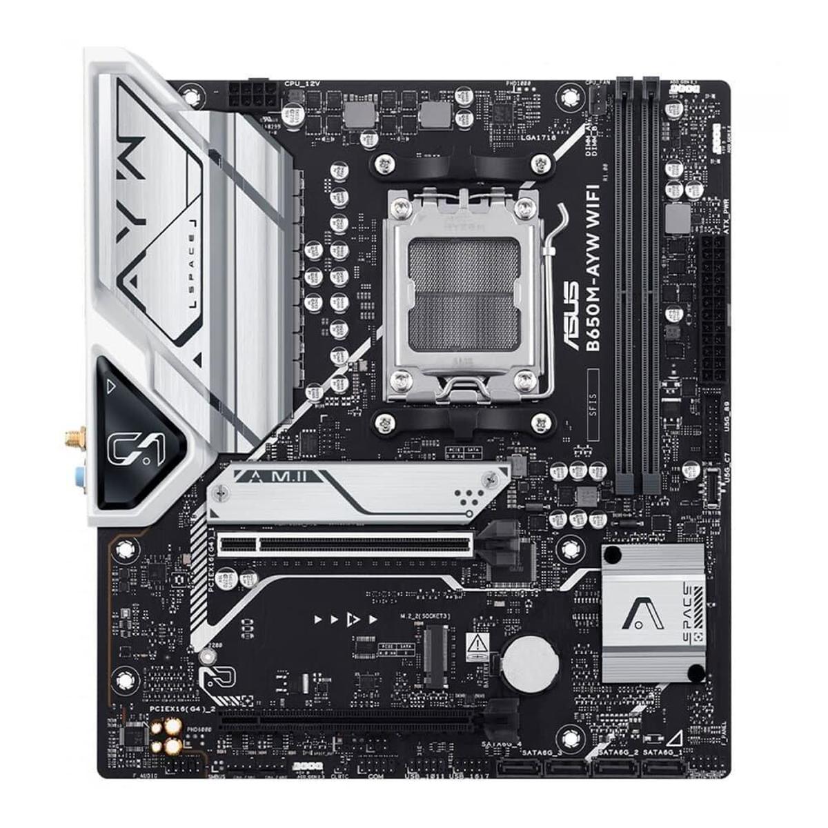 Placa Mãe ASUS B650M-AYW Wi-Fi, AM5, mATX, DDR5, Wi-fi, Bluetooth ...