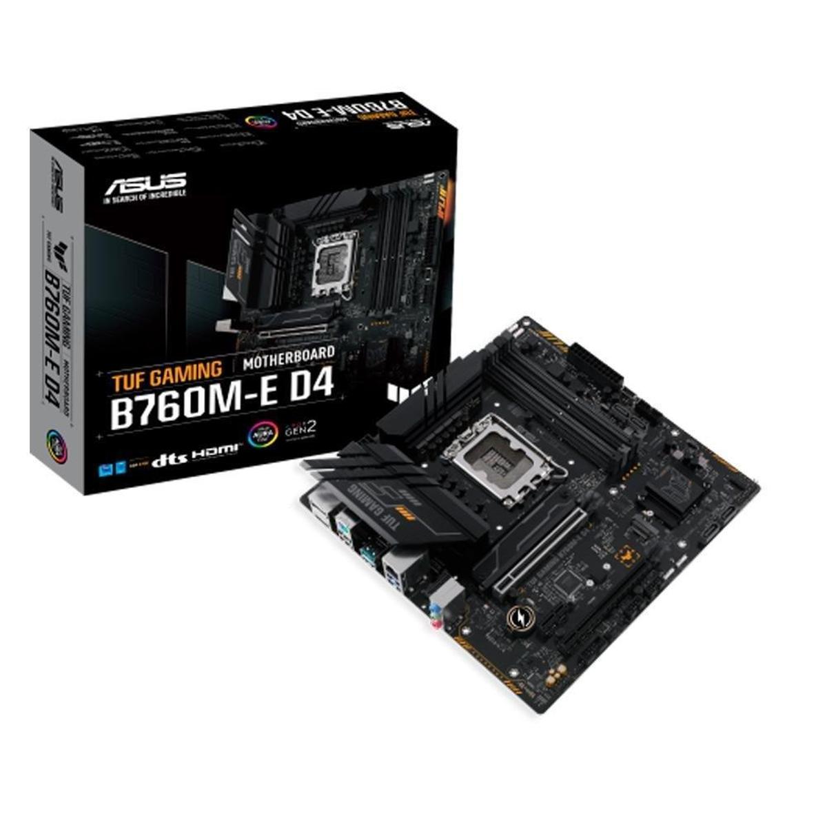 Placa-Mãe ASUS TUF Gaming B760M-E D4, Intel, M-ATX, DDR4, Preto - 90MB1E90-M0EAY0 Menor preço em Placa-Mãe ASUS TUF Gaming B760M-E D4, Intel, M-ATX, DDR4, Preto - 90MB1E90-M0EAY0