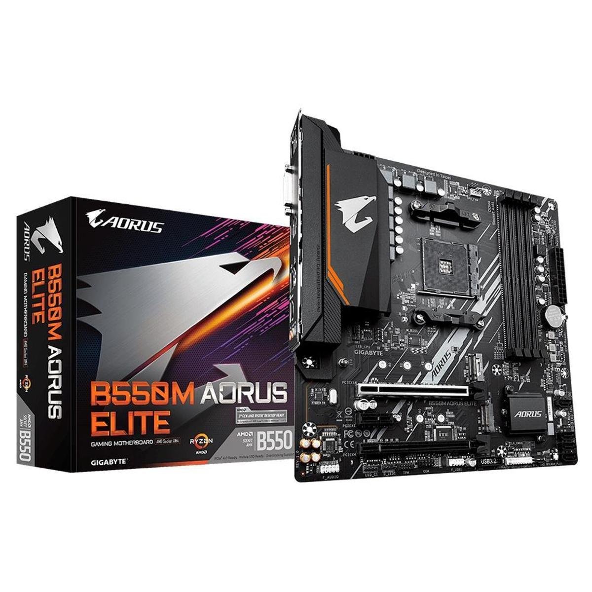 Placa-Mãe Gigabyte B550M Aorus Elite Rev. 1.3, AMD AM4, Micro ATX, DDR4, Preto - B550M AORUS ELITE