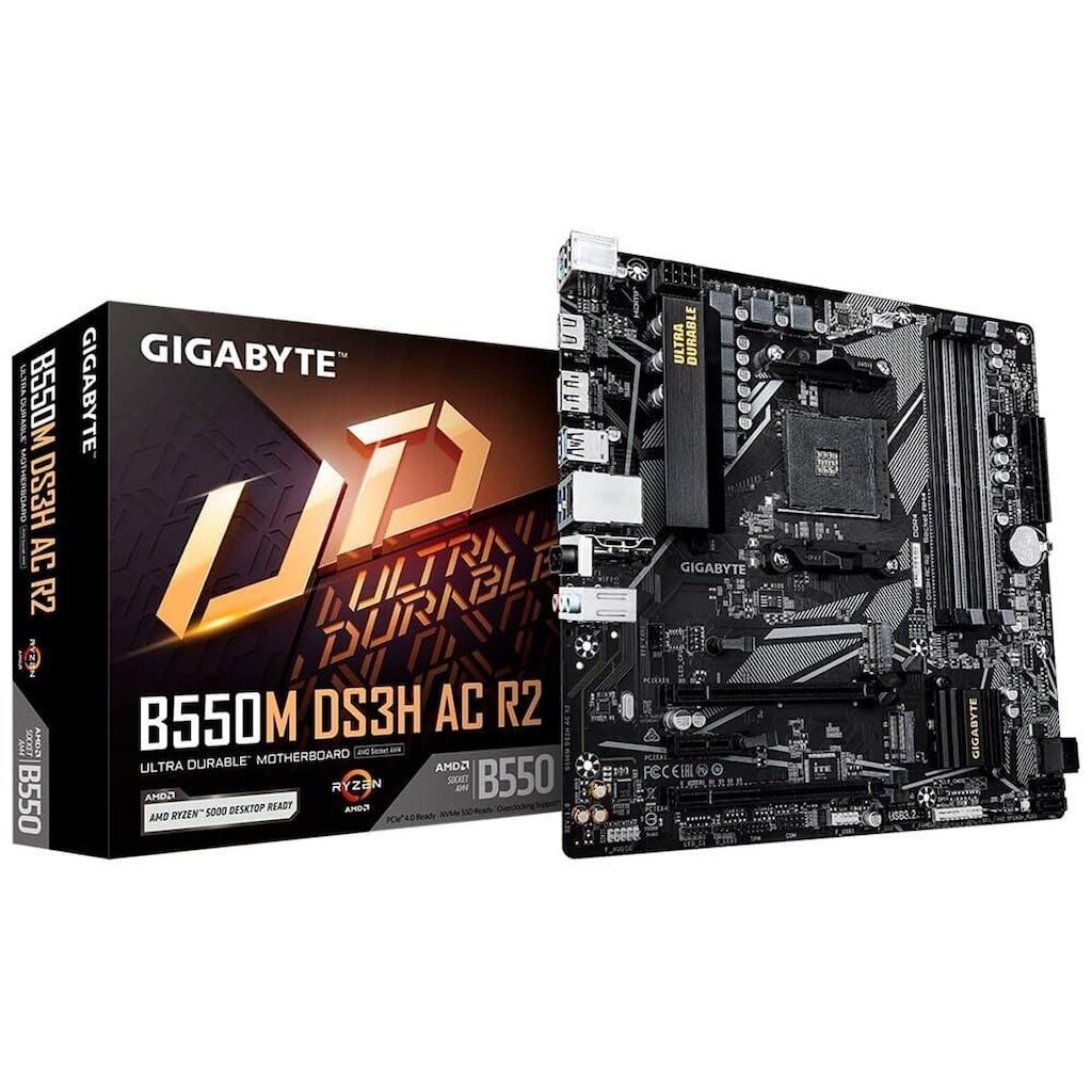 Placa Mãe Gigabyte B550M DS3H AC R2, AMD AM4, Micro ATX, DDR4, RGB, Wi-Fi 6, Bluetooth,