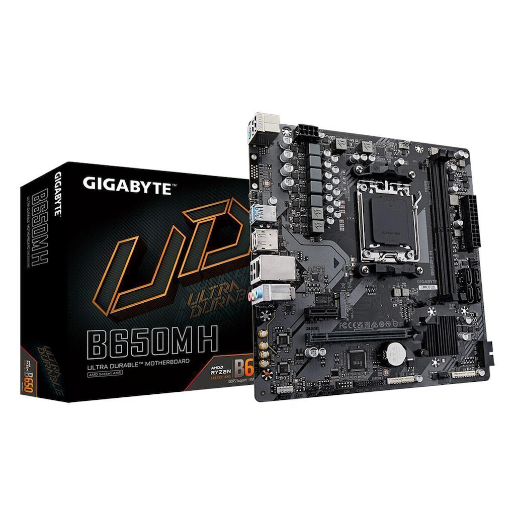 Placa Mãe Gigabyte B650MH (AM5 - DDR5 6400 O.C) - Chipset AMD B650 - USB 3.2 - Slot M.2 - Micro ATX