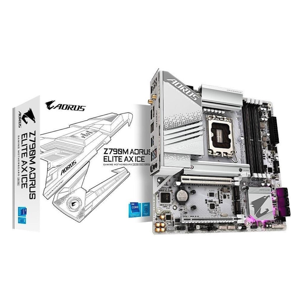 Placa-Mãe Gigabyte Z790M AORUS ELITE AX ICE, mATX, DDR5, RGB, Bluetooth - Z790M AORUS ELITE AX ICE