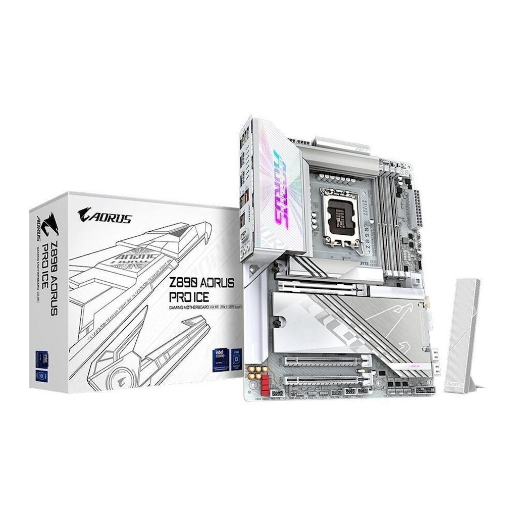 Placa-Mãe Gigabyte Z890 AORUS PRO ICE, Intel, ATX, DDR5,RGB,Wi-Fi 7, Bluetooth, - Z890 AORUS PRO ICE