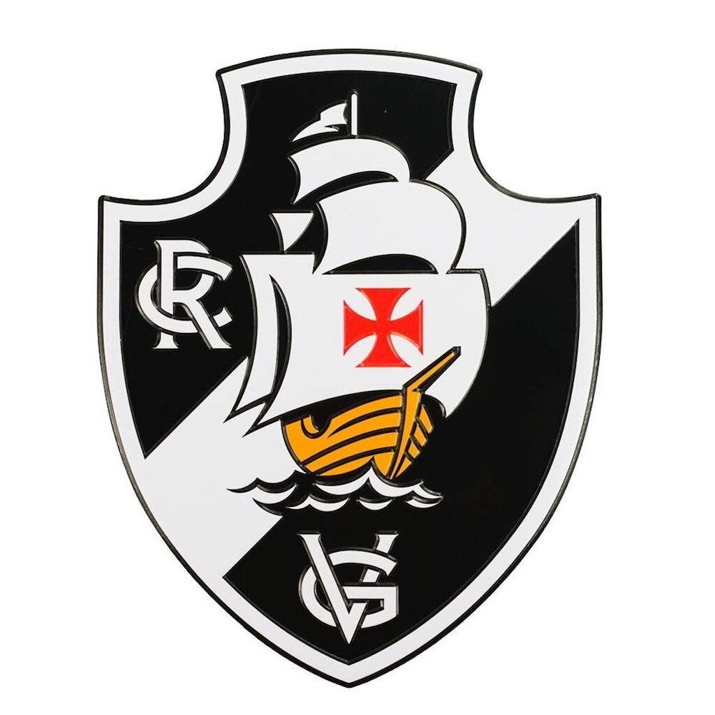 Placa Metal Formato Escudo Time 20x16cm - Vasco